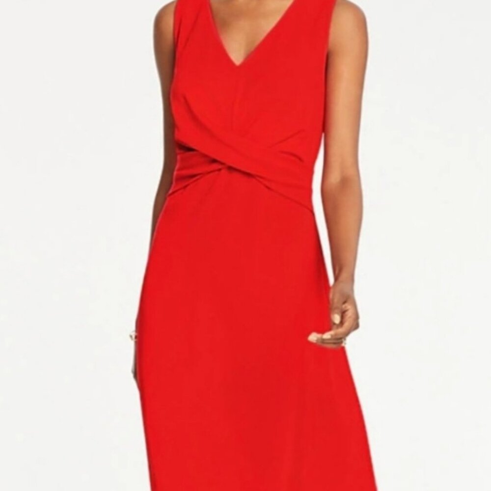 Ann Taylor Red Sheath dress Sleeveless Red Twist Dress Size XS NEW